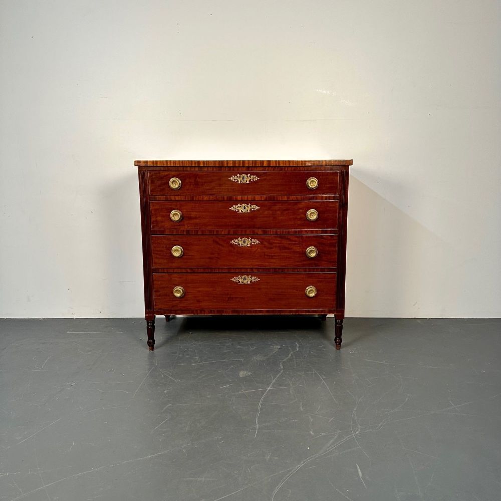 Polished 18th/19th Century Mahogany Chest, Dresser or Commode, Bronze Accents