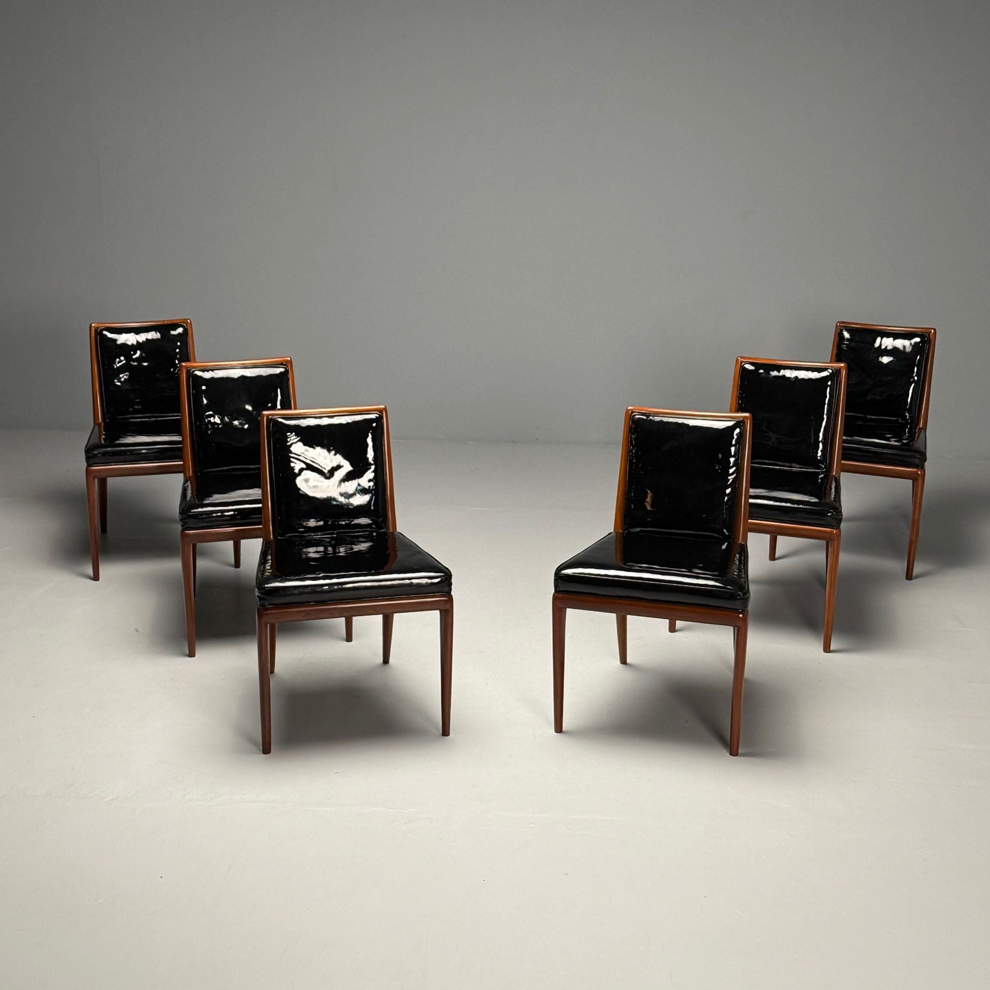 T.H. Robsjohn Gibbings, Widdicomb, Mid-Century Modern, Six Dining Chairs, Walnut