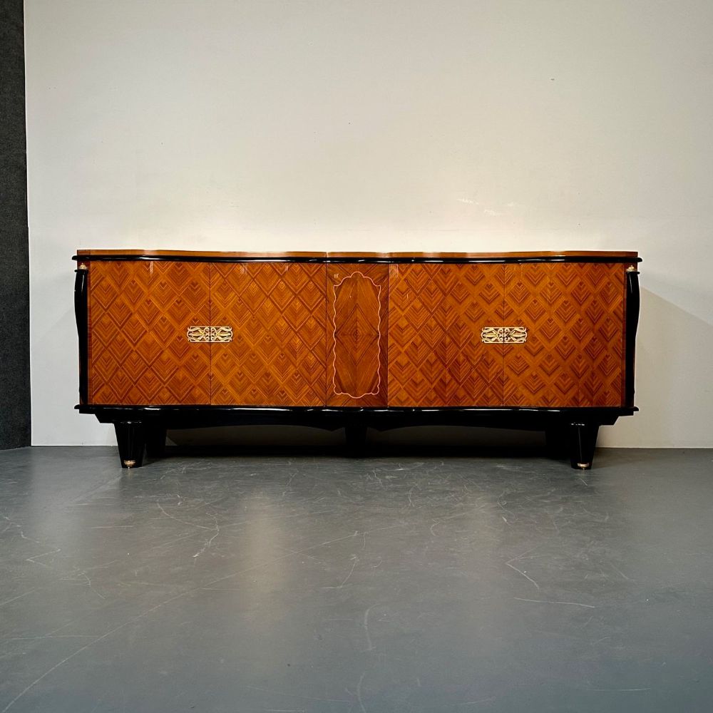 French Art Deco Marquetry Sideboard, Buffet, Rosewood, Walnut, Marquetry, Palatial