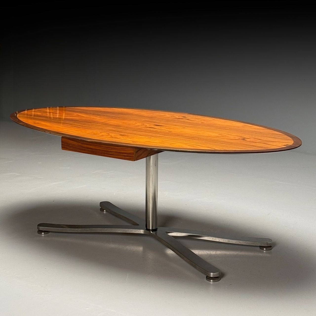 Pace, Mid-Century Modern, Writing Desk, Exotic Wood, Chrome, American, 20th C.