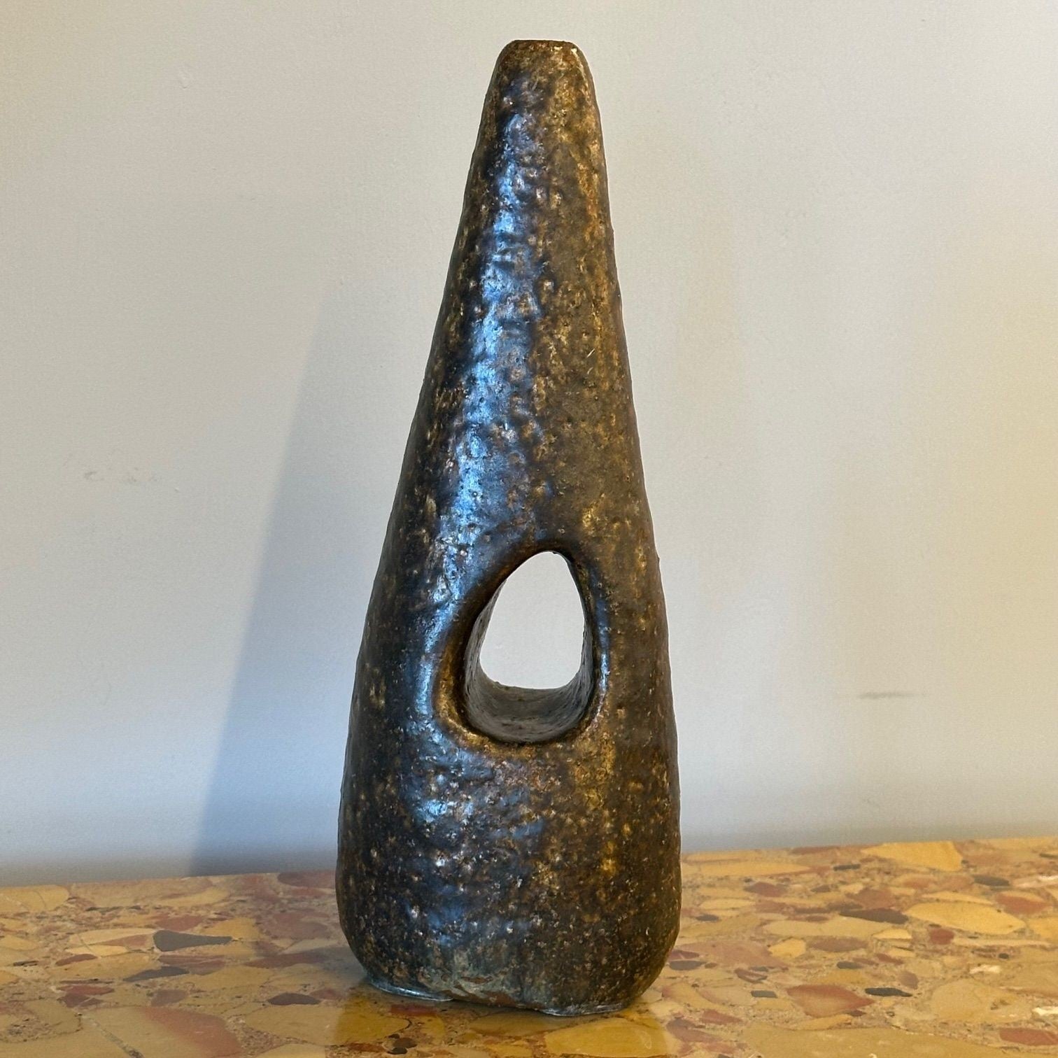 Luigi and Sophie De Lerma, Italian Mid-Century Modern, Organic Stoneware Vase