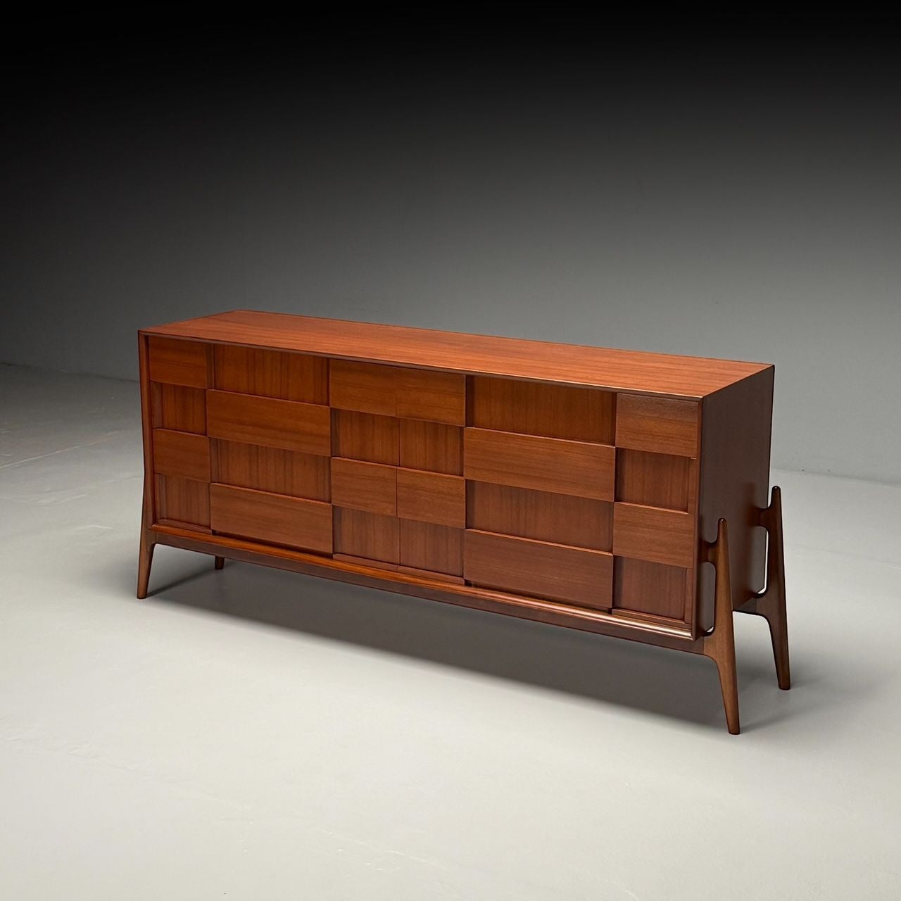 Jorgen Clausen, Danish Mid-Century Modern, Sculptural Dresser, Teak, 1960s