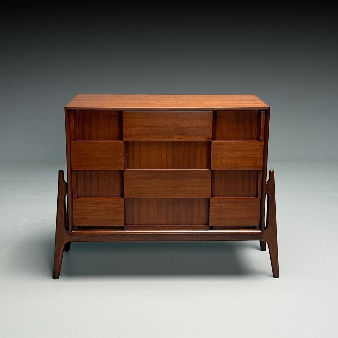 Jorgen Clausen, Danish Mid-Century Modern, Sculptural Nightstand, Teak, 1960s