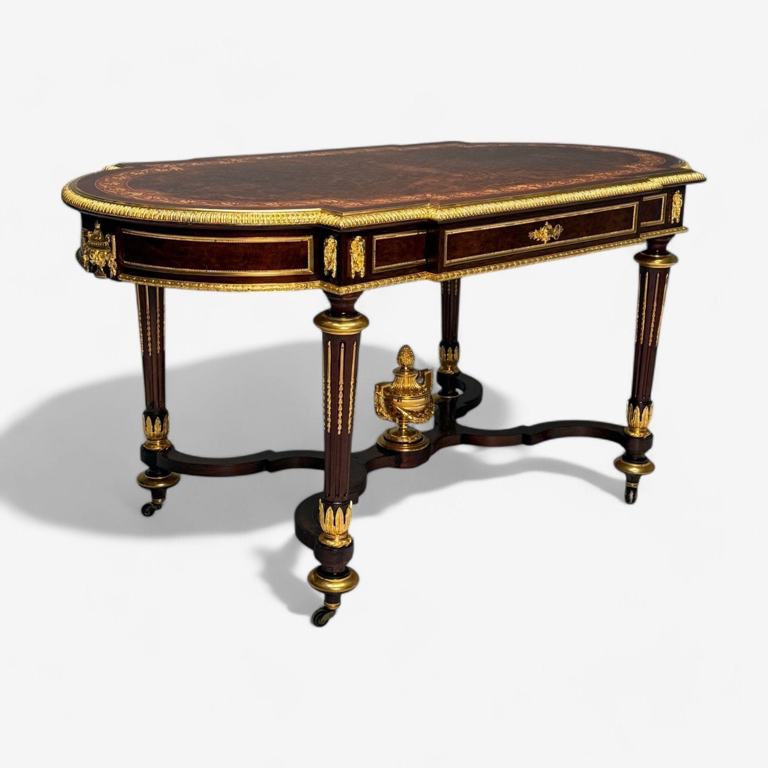 Napoleon III, Desk, Center Table, Bronze, Inlaid Tortoise, France, 19th Century