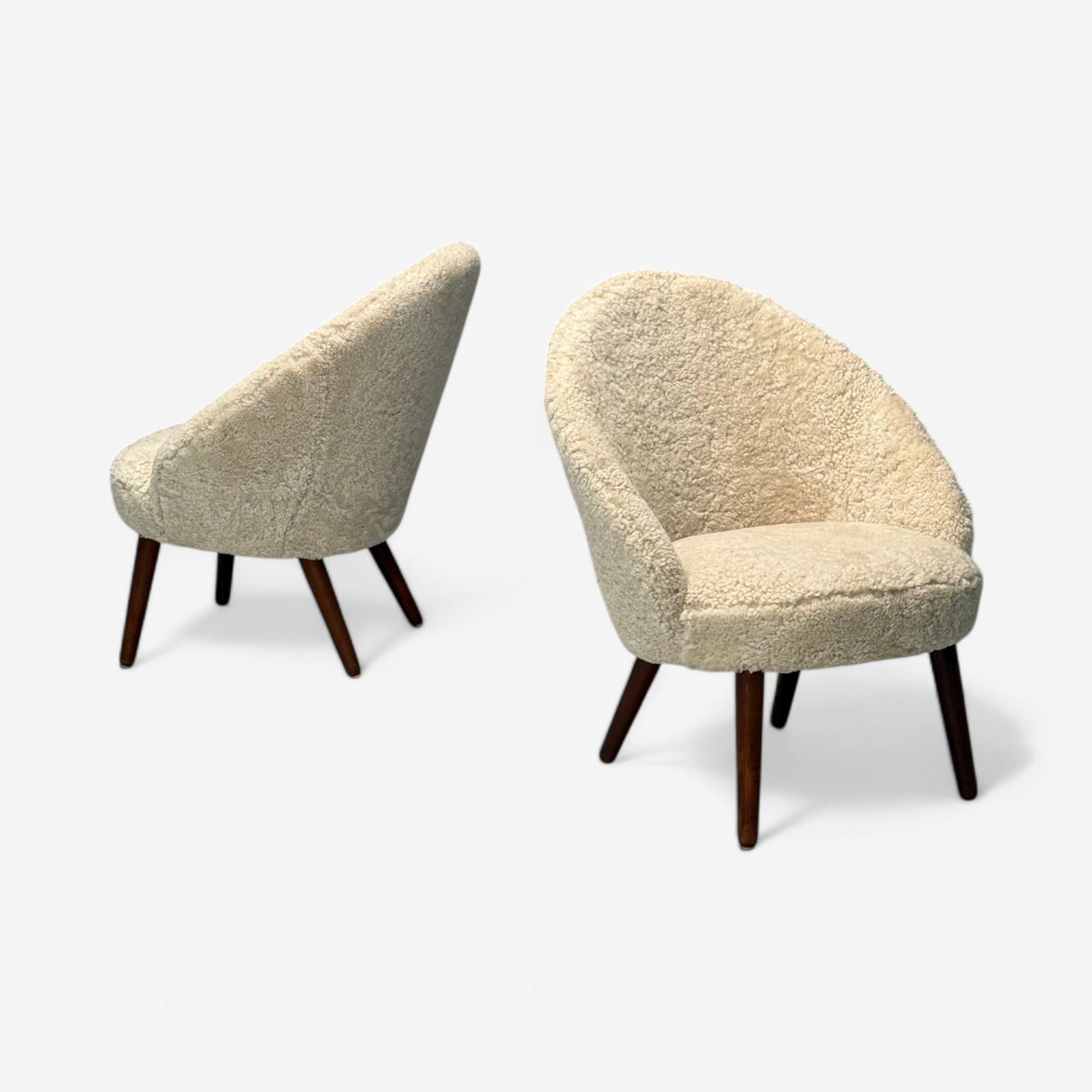 Ejvid Johansson, Danish Mid-Century Modern, Lounge Chairs, Shearling, 1950s