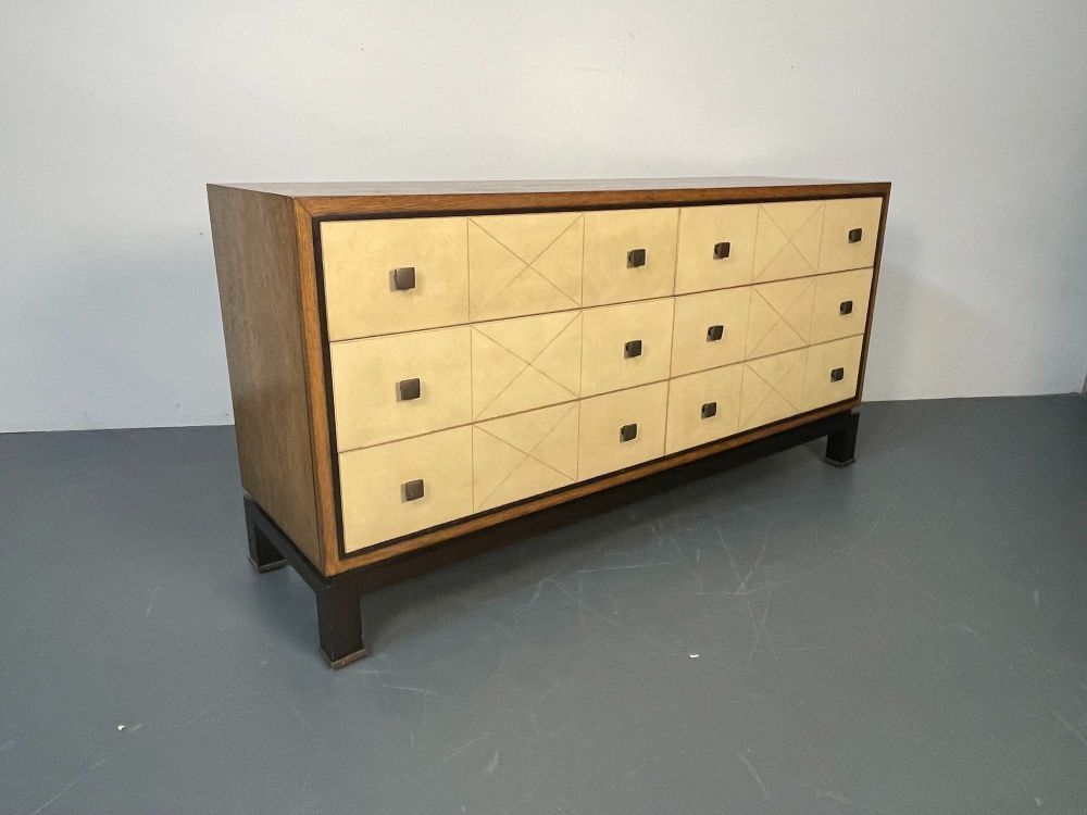 Mid-Century Modern Parzinger Style Parchment Dresser / Sideboard / Cabinet