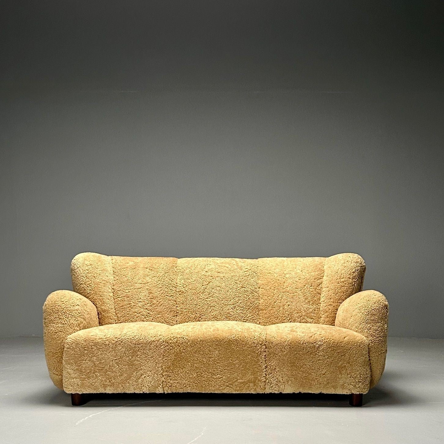 Cabinetmaker, Danish Mid-Century Modern, Sofa, Sheepskin, Oak, Denmark, 1940s