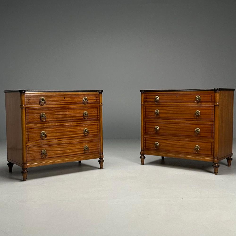 Kittinger, Regency, Commodes, Rosewood, Satinwood, Brass, USA, 1960s