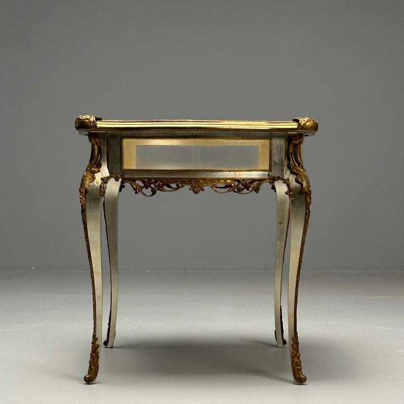 Louis XV, Jewelry Showcase, Vitrine Table, Walnut, Bronze, Gilt, 1920s