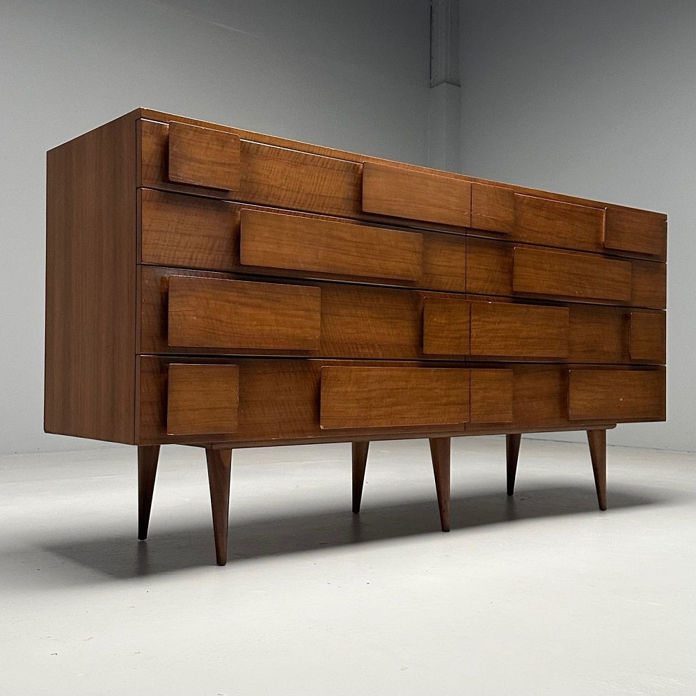 Gio Ponti, Singer & Sons, Italian Mid-Century Modern, Sculptural Dresser, Walnut