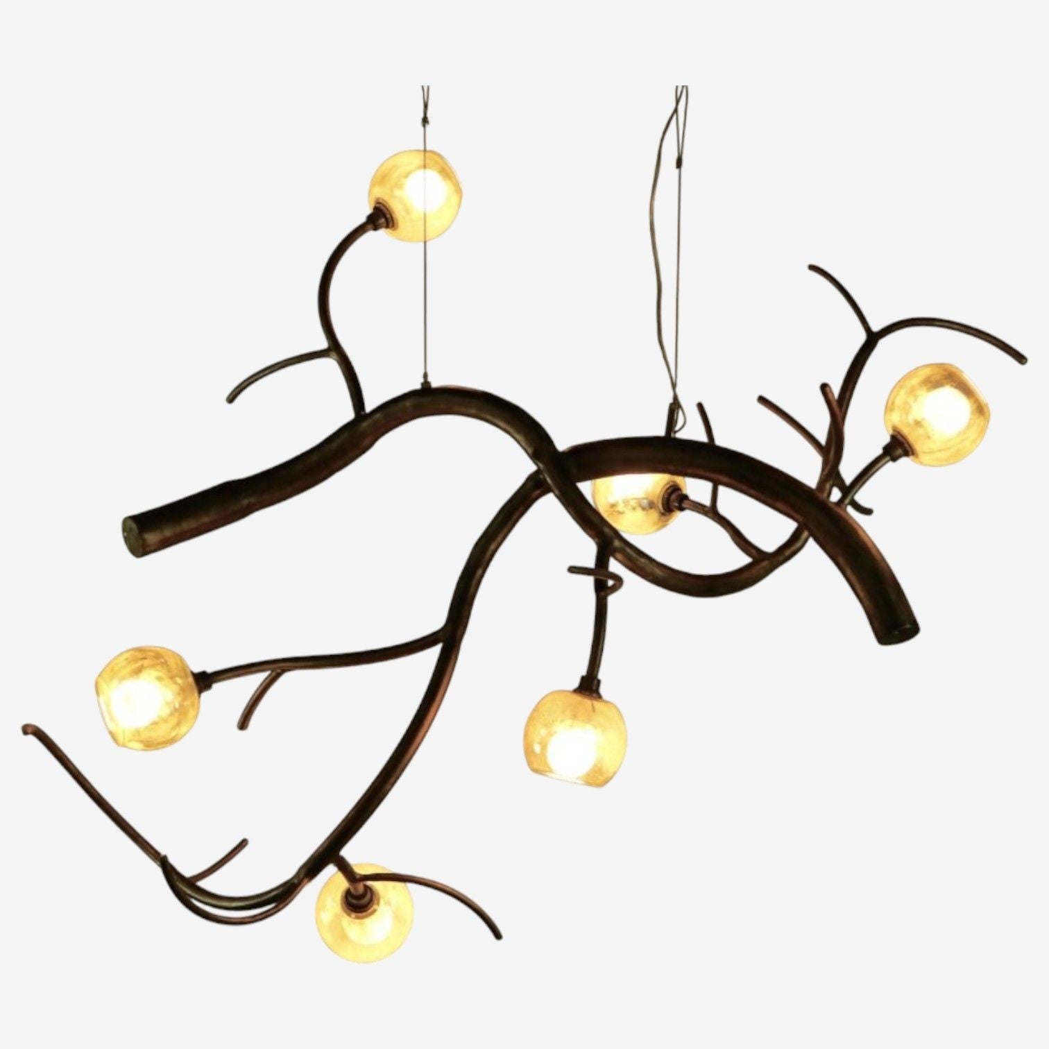 Christopher Poehlmann, Modern Sculptural Branch Chandelier, Mirrored Glass