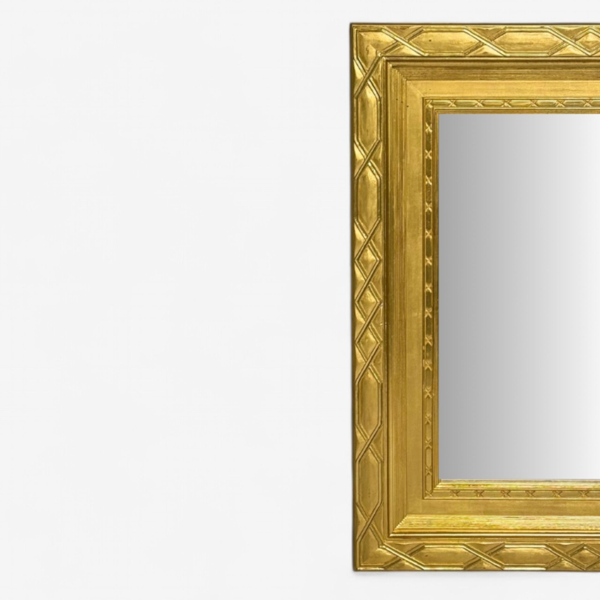 Hollywood Regency, Rectangular Wall Mirror, Carved Giltwood, Water Gilt, 21st C.