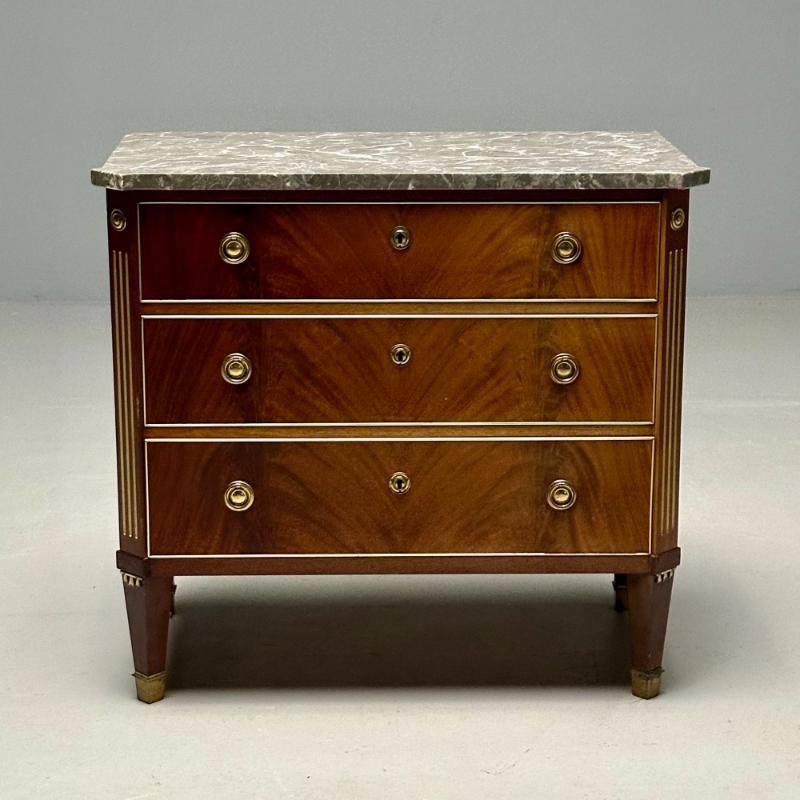 Gustavian, Louis XVI Style, Commode, Marble, Brass, Sweden, 1960s