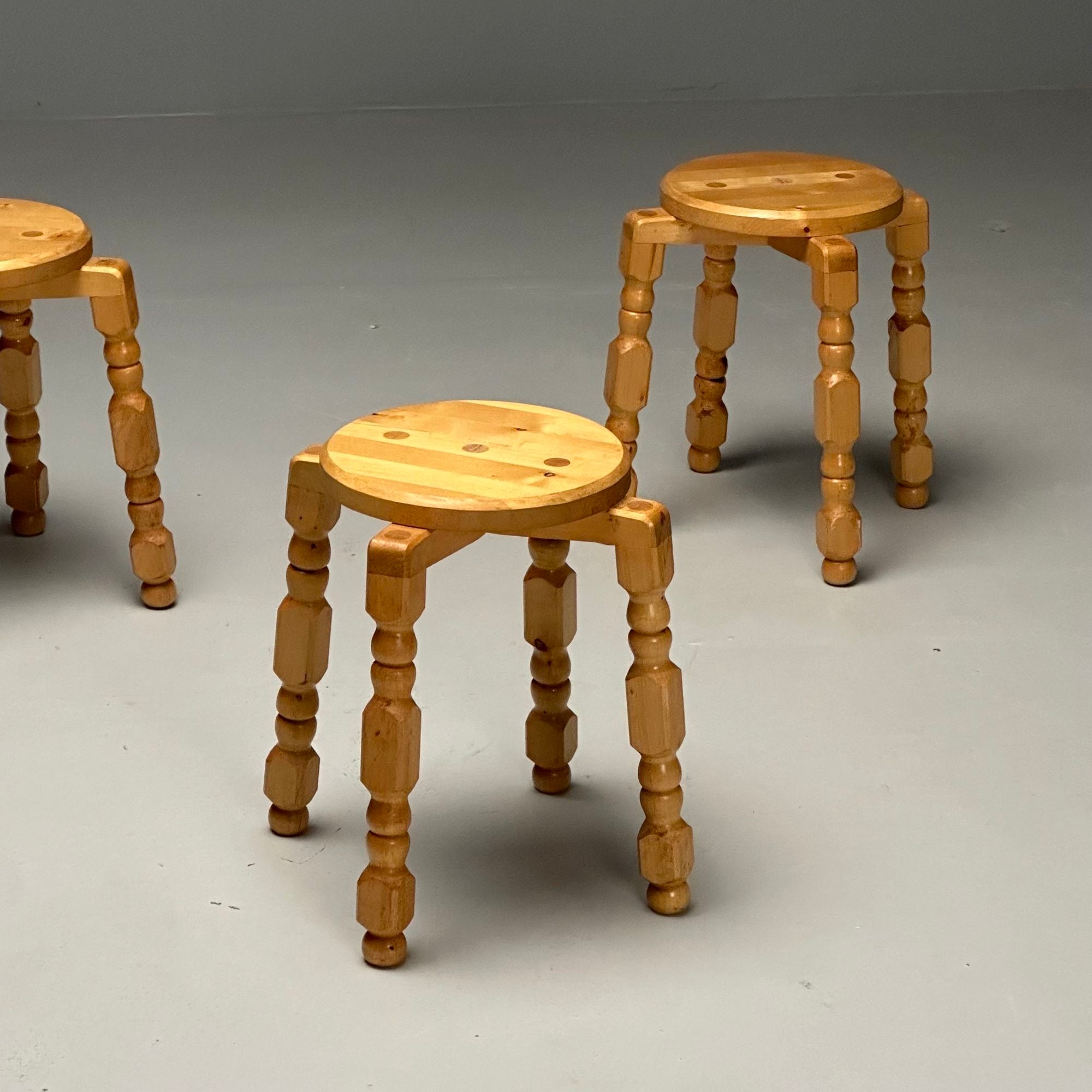 Swedish Mid-Century Modern, Playful Stools, Birch, Sweden, 1960s