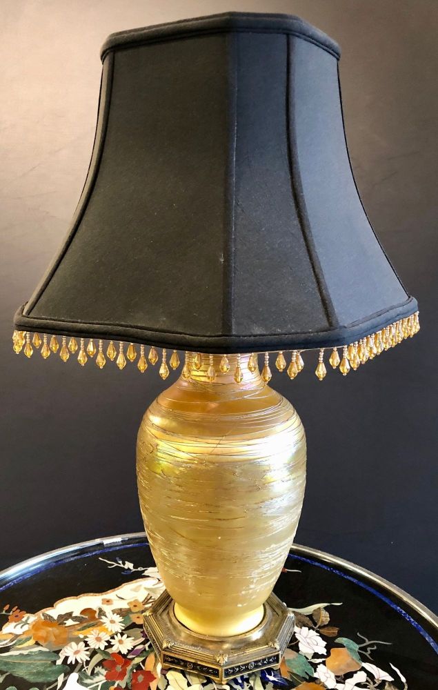 Art Deco Style Durand Fashion Art Glass Table Lamp with Custom Shade