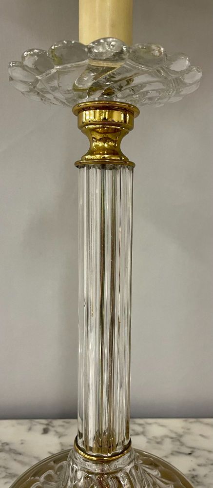 Mid Century Modern Pair of Baccarat Style Table Lamps, Crystal, 1960s