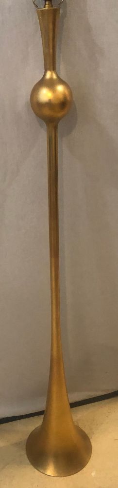 Gilt Metal Hollywood Regency Style Trumpet Standing or Tall Floor Lamp