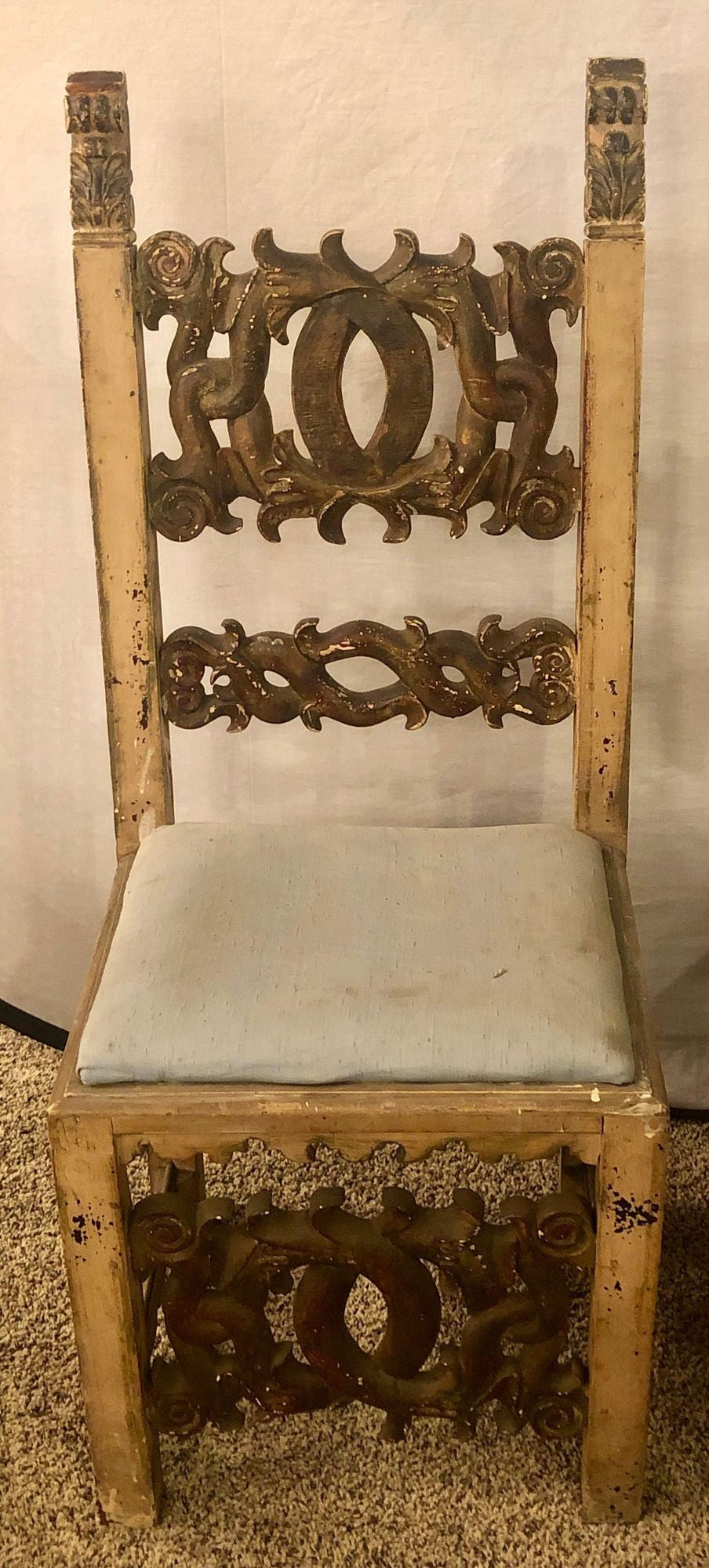 Set of 8 19th Century Italian Renaissance Revival Carved Dining Chairs