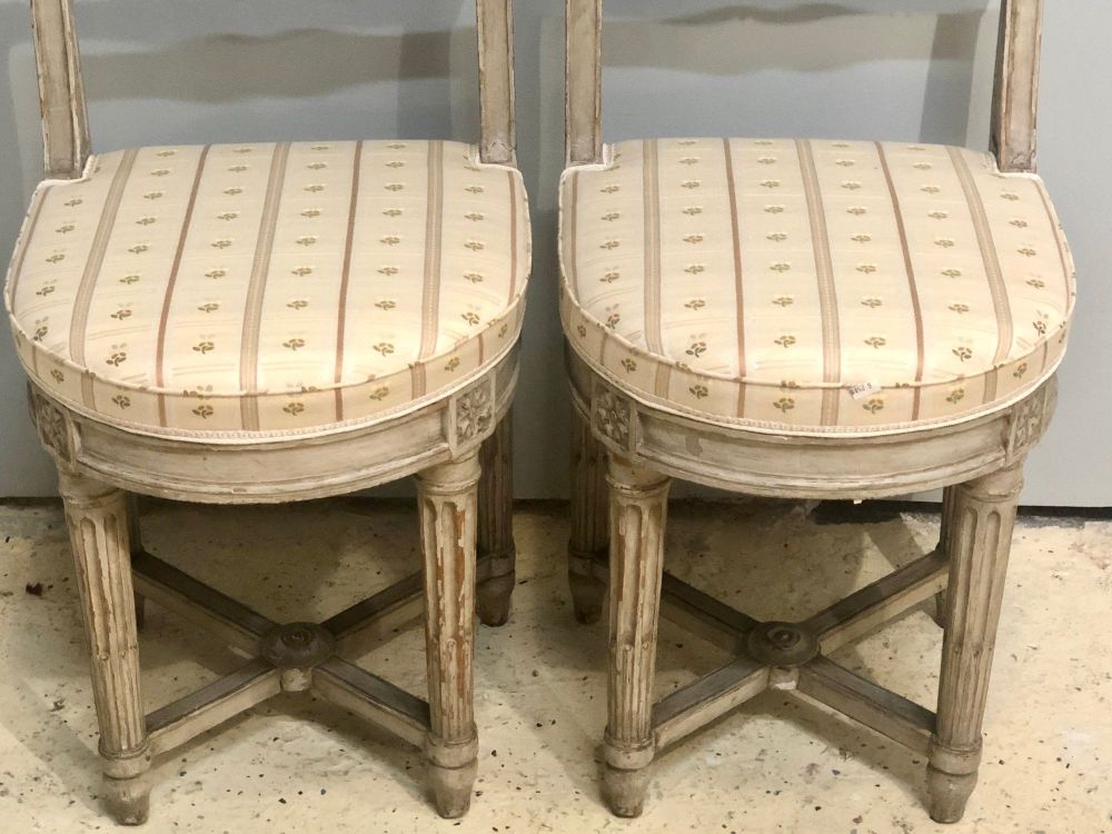 Pair of 18th Century French Musician's Chairs, Diminutive Chair or Stools