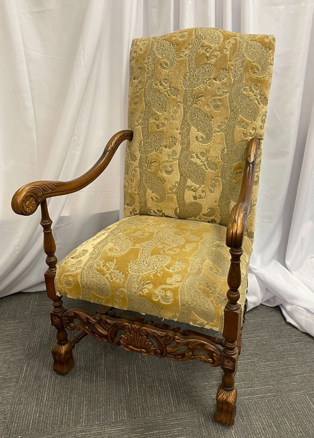 Pair of Throne Chairs, Fauteuils in Louis XIV Fashion, Fine Upholstery