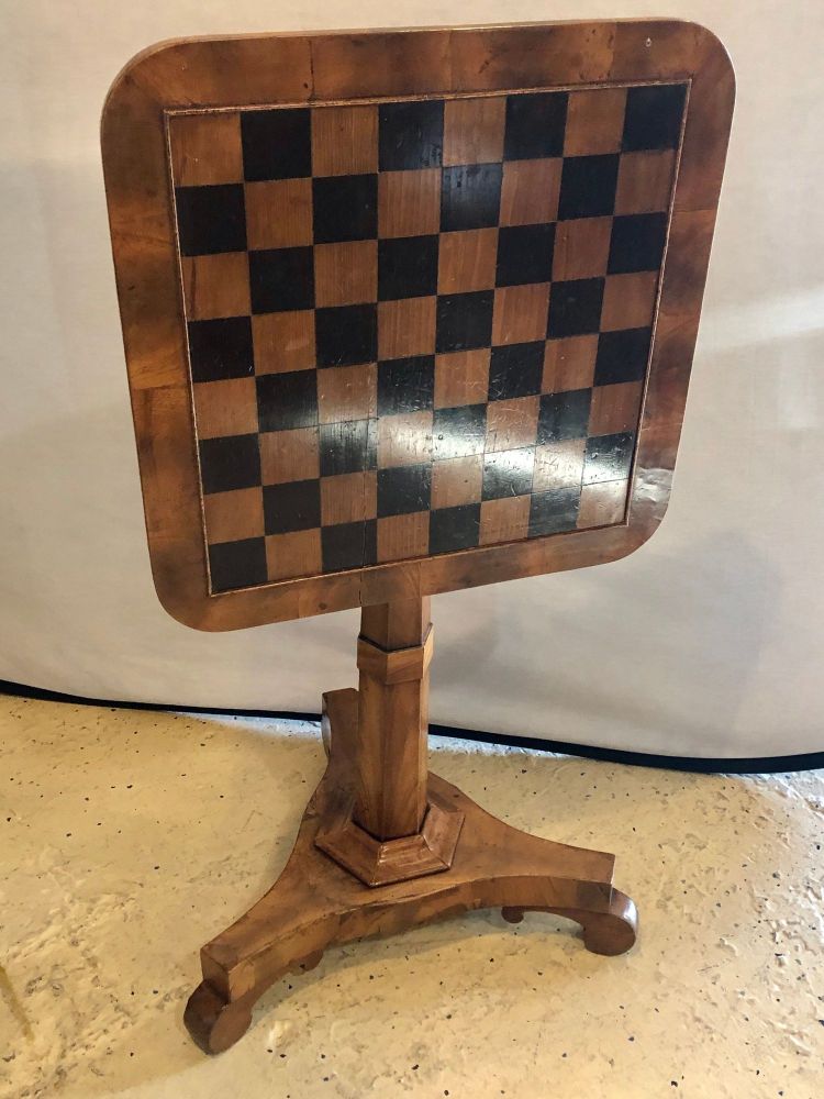 19th Century English Tilt-Top Game Checkerboard or Card Table