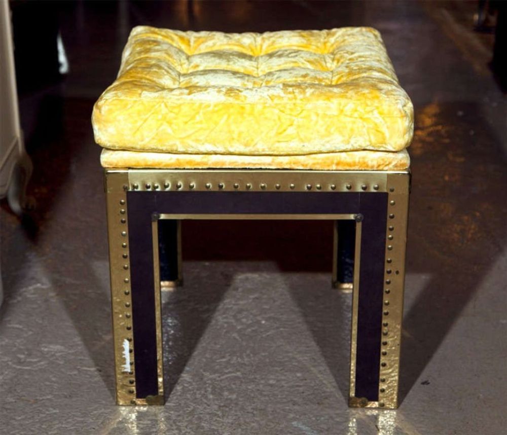 Pair of Brass Tacked Footstools