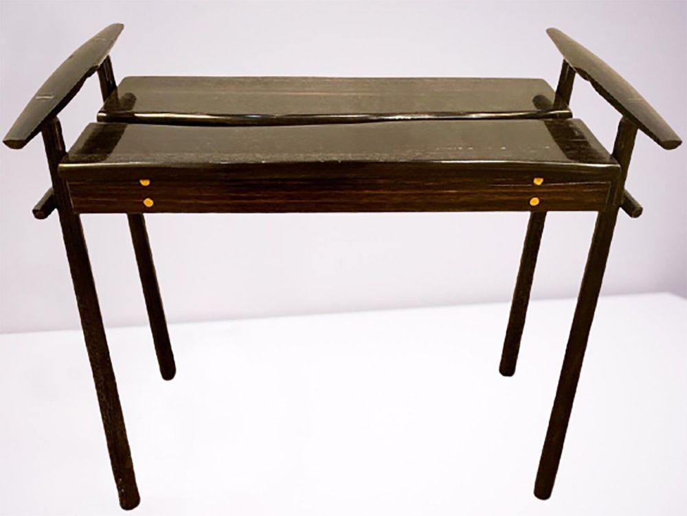 David Ebner "TORii" End Table Side Table Ebony Wood Signed 'DNE 84'