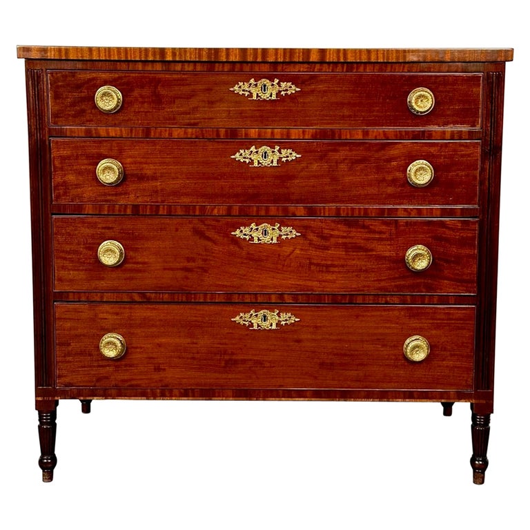 Polished 18th/19th Century Mahogany Chest, Dresser or Commode, Bronze Accents