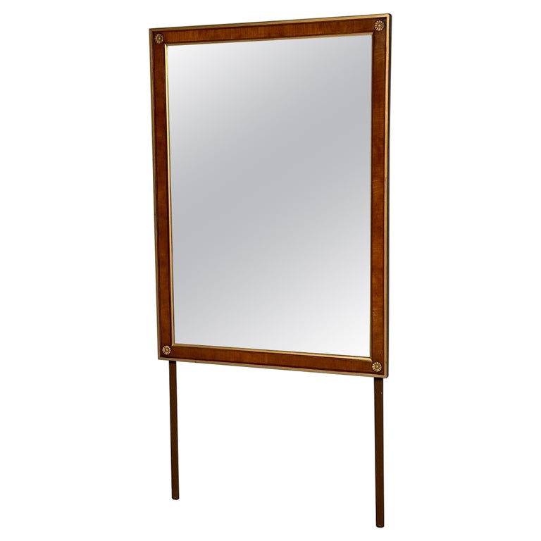 Walnut Bronze Mounted Hollywood Regency Wall or Dresser, Console Mirror