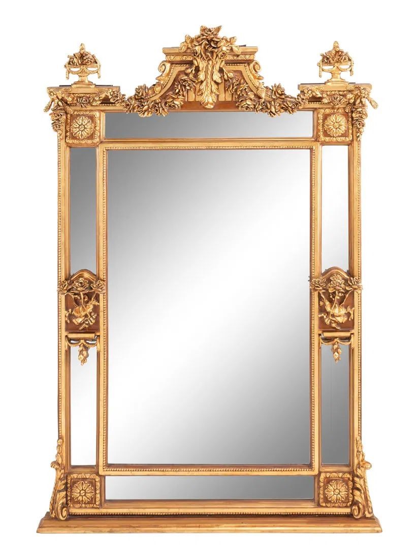 Louis XVI Style, Large Wall or Floor Mirrors, Giltwood, Gesso, Europe, 19th C.