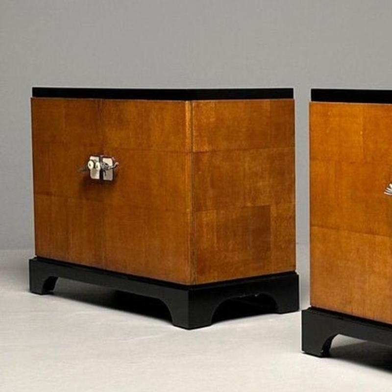 James Mont Style, Art Deco, Cabinet, Black Lacquer, Parquetry, France, 1930s