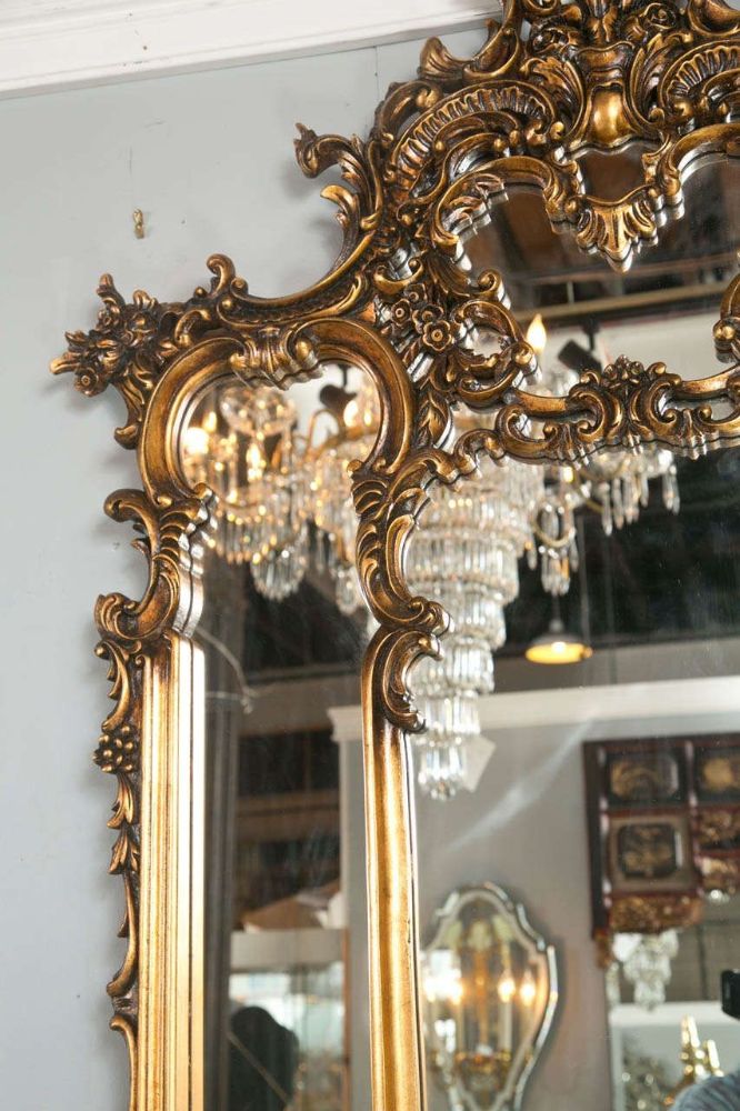 Fine French Carved Four Section Carved Rococo Over the Mantle Or Wall Mirror