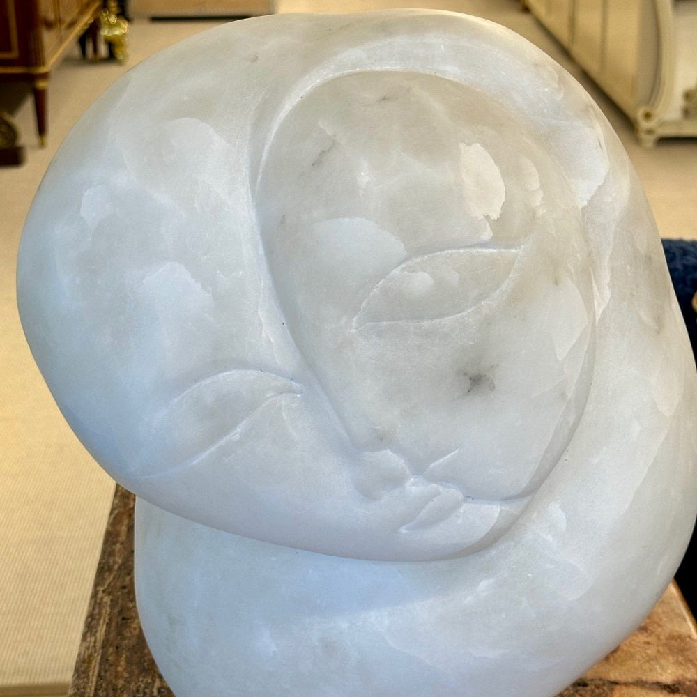 Contemporary Figural Marble Bust Depicting Heart Shaped Face Signed Forma