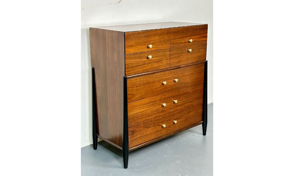 Mid Century Modern Chest, West Michigan Furniture Co. Ebony, Walnut, Metz