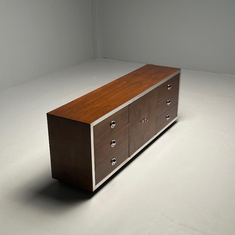 Mid-Century Modern Dresser / Sideboard by Milo Baughman, Chrome, Walnut