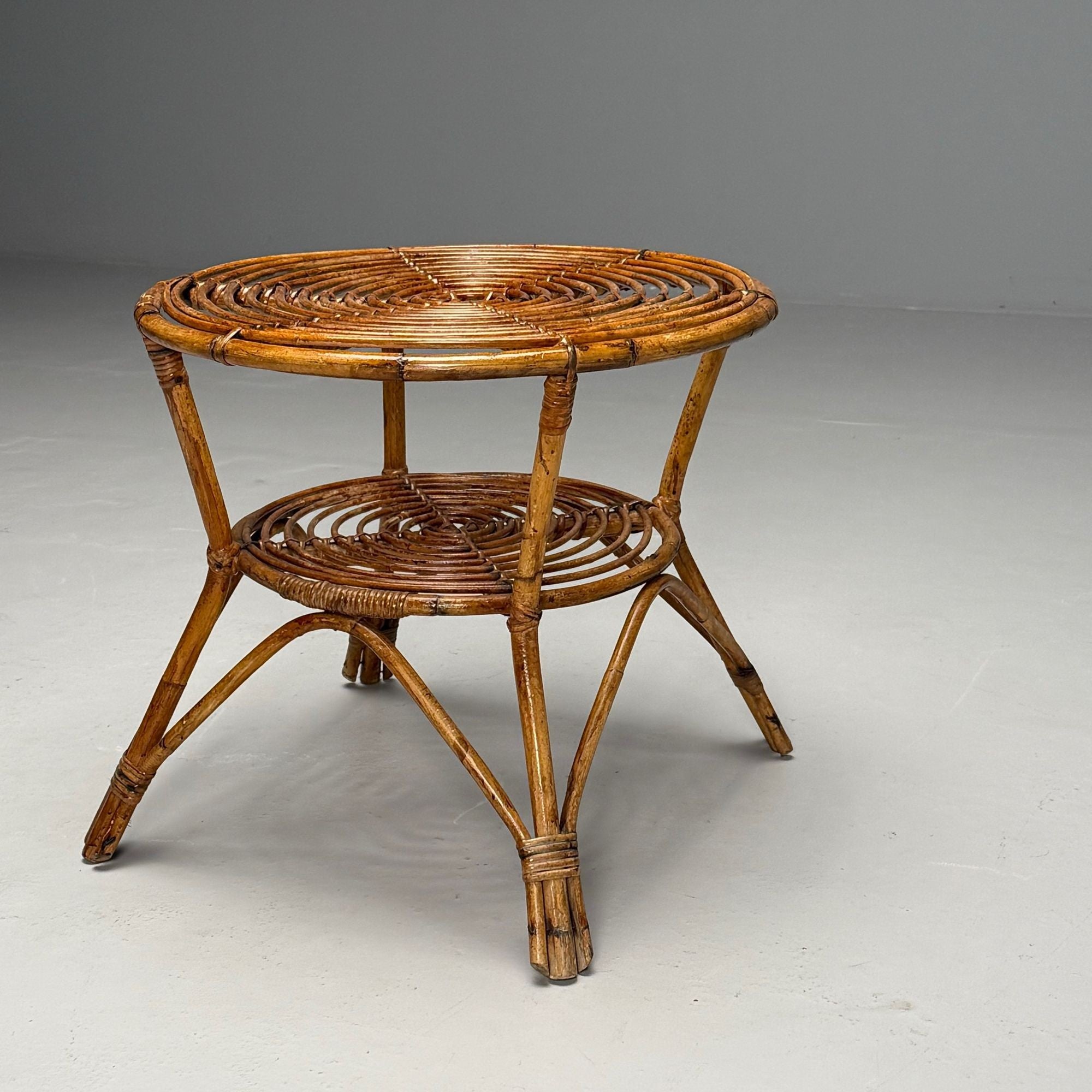 Italian Mid-Century Modern, Occasional Table, Rattan, Bamboo, Italy, 1960s