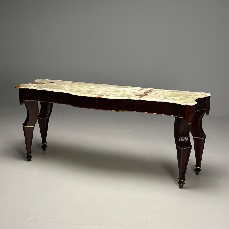 French Mahogany And Parcel Gilt Onyx Marble Top Console Table by Maison Jansen