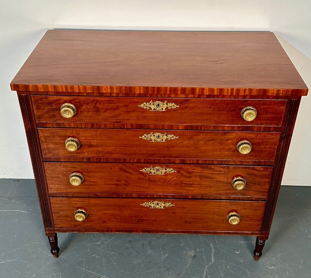 Polished 18th/19th Century Mahogany Chest, Dresser or Commode, Bronze Accents