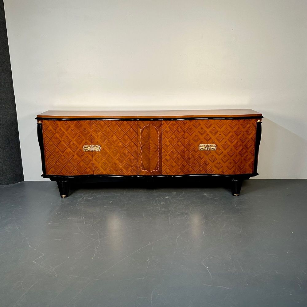 French Art Deco Marquetry Sideboard, Buffet, Rosewood, Walnut, Marquetry, Palatial