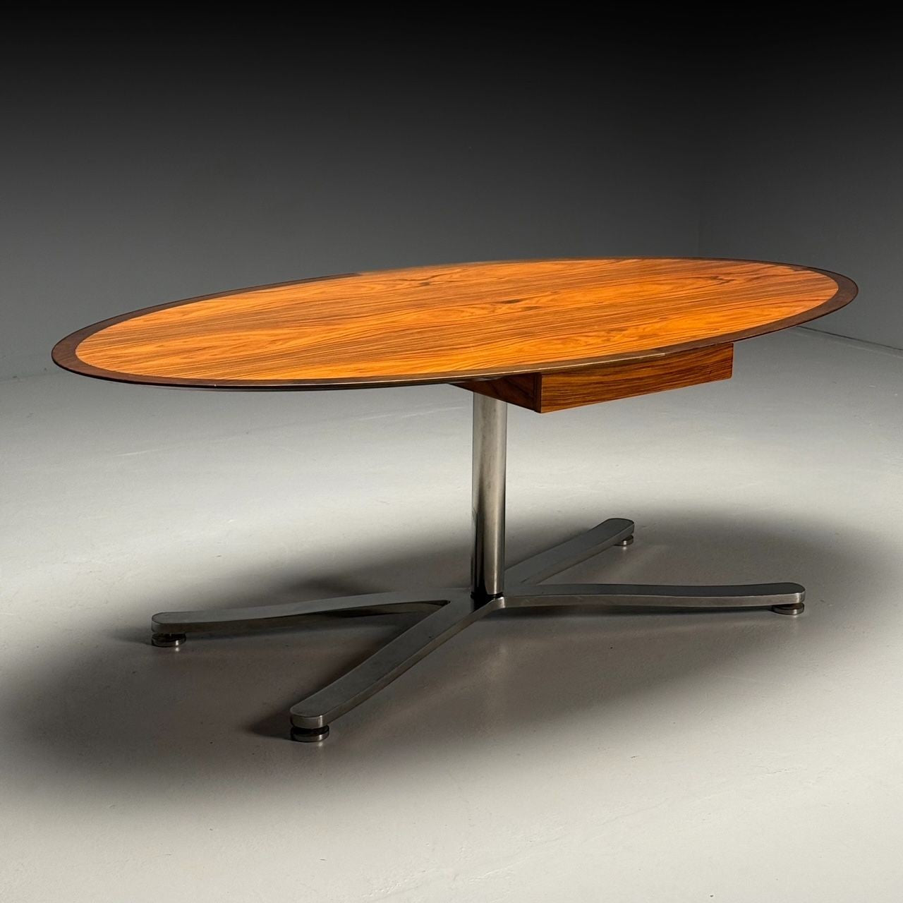 Pace, Mid-Century Modern, Writing Desk, Exotic Wood, Chrome, American, 20th C.