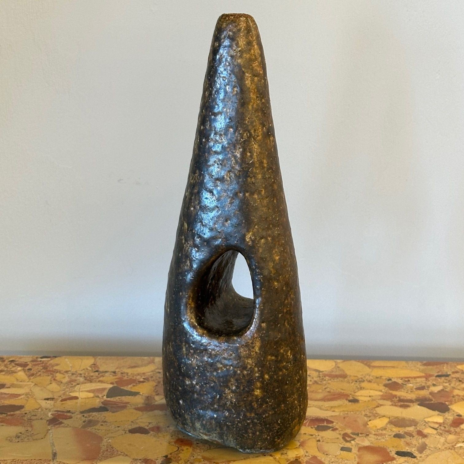 Luigi and Sophie De Lerma, Italian Mid-Century Modern, Organic Stoneware Vase