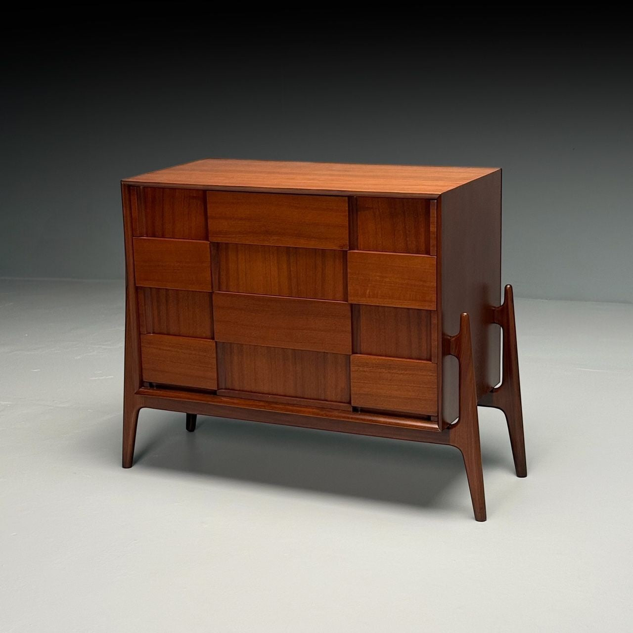 Jorgen Clausen, Danish Mid-Century Modern, Sculptural Nightstand, Teak, 1960s