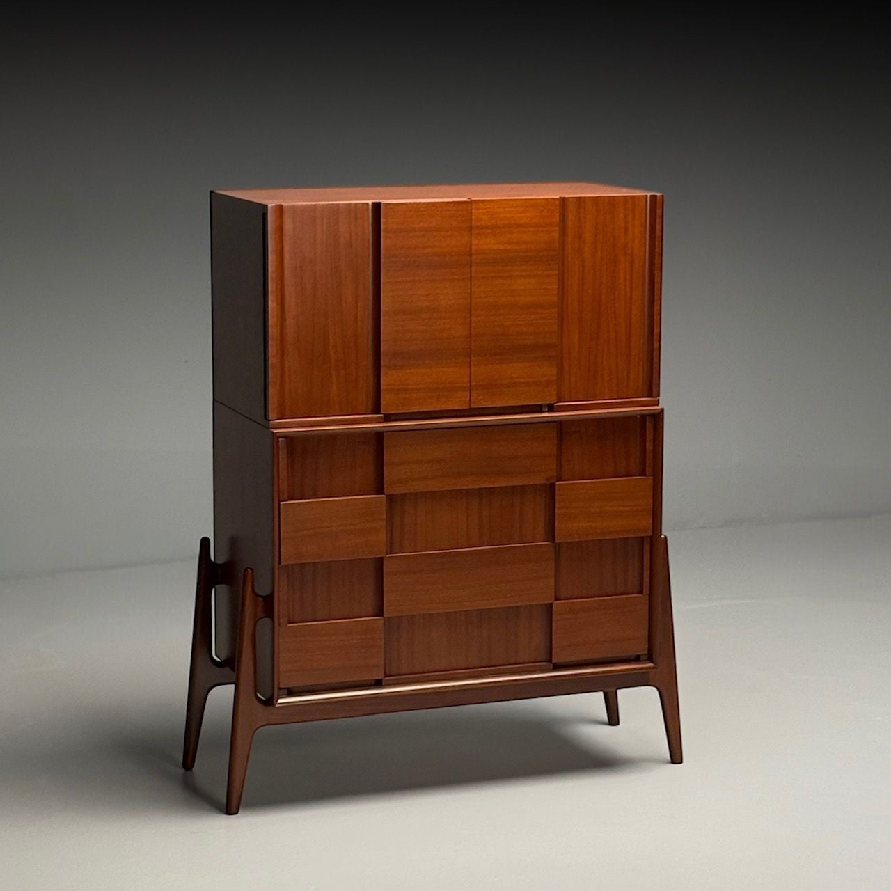 Jorgen Clausen, Danish Mid-Century Modern, Sculptural Highboy, Teak, 1960s