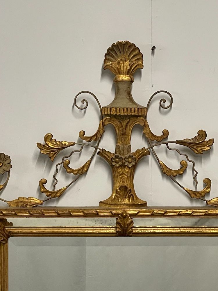 Adams Style Wall / Console / Pier Mirror, Giltwood, Floral Motif