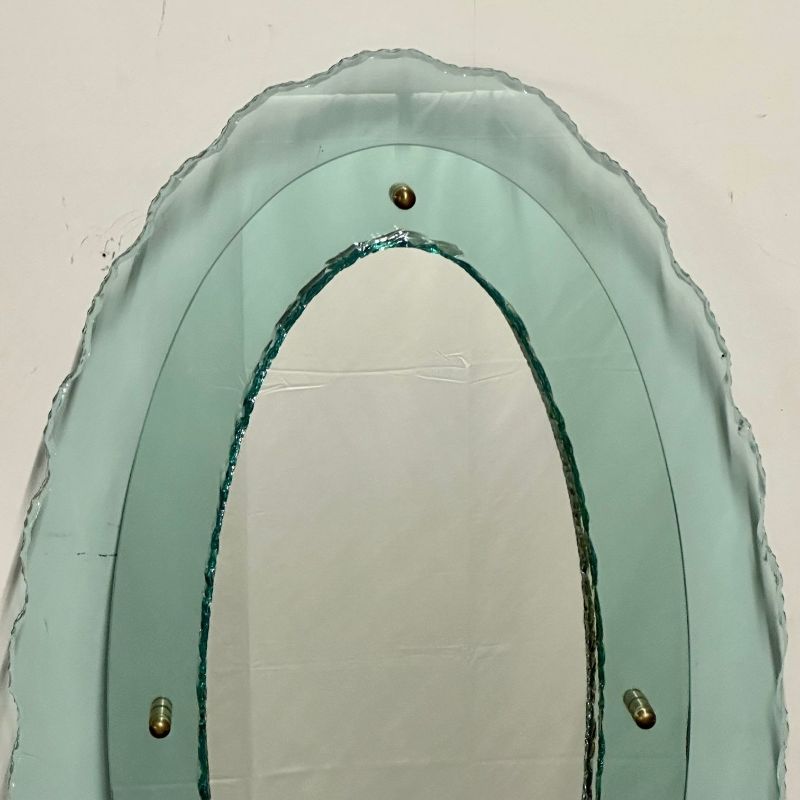 Italian Mid-Century Modern Fontana Arte Oval Glass Mirror or Plateau or Tray