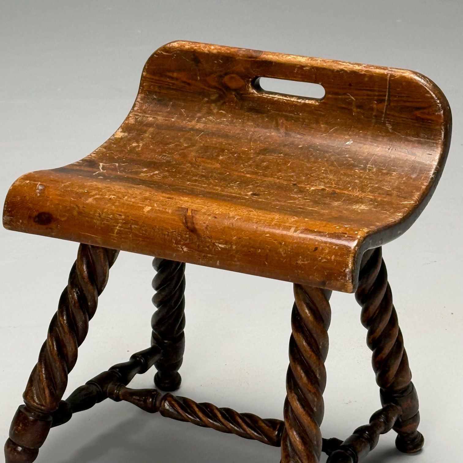 Swedish Mid-Century Modern, Provincial Milking Stool, Oak, Sweden, 1900s