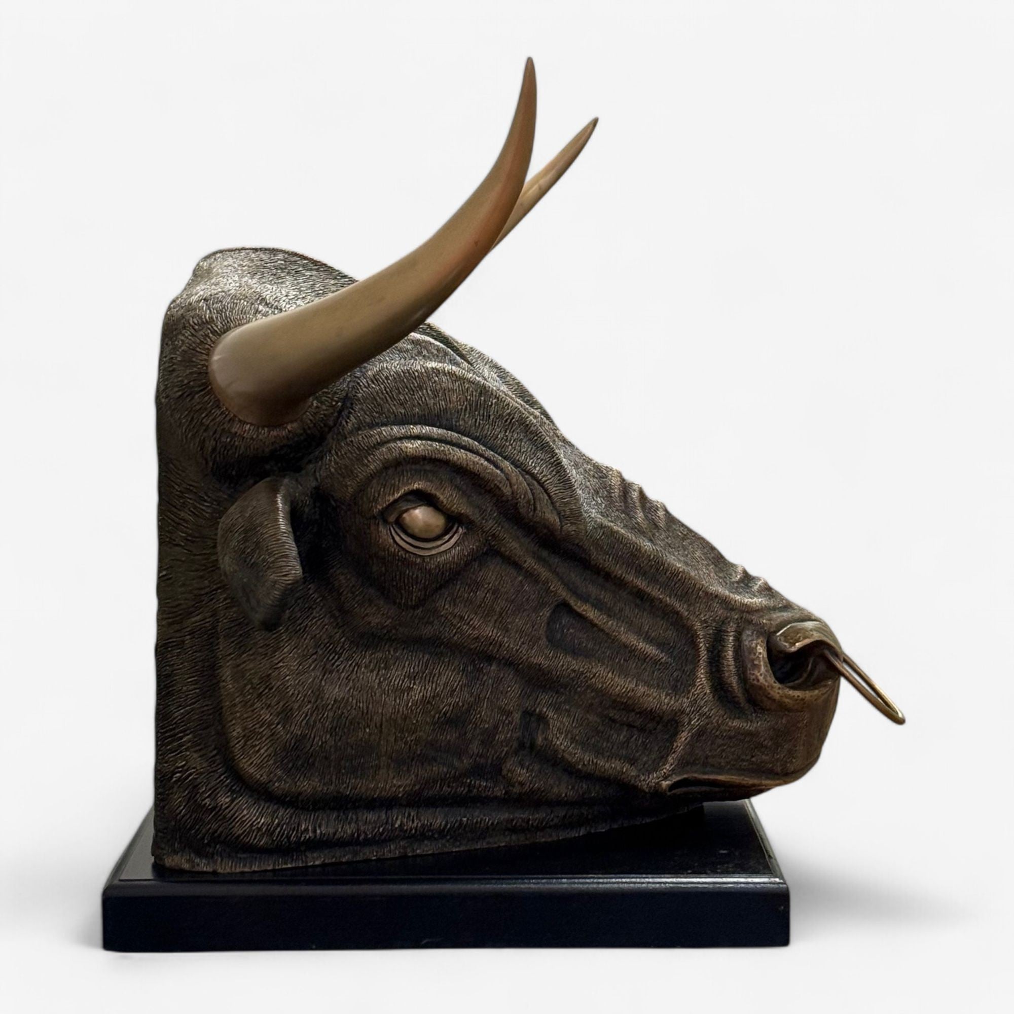 Modern, Spanish Fighting Bull Sculpture, Hot Cast Bronze, American, 21st C.