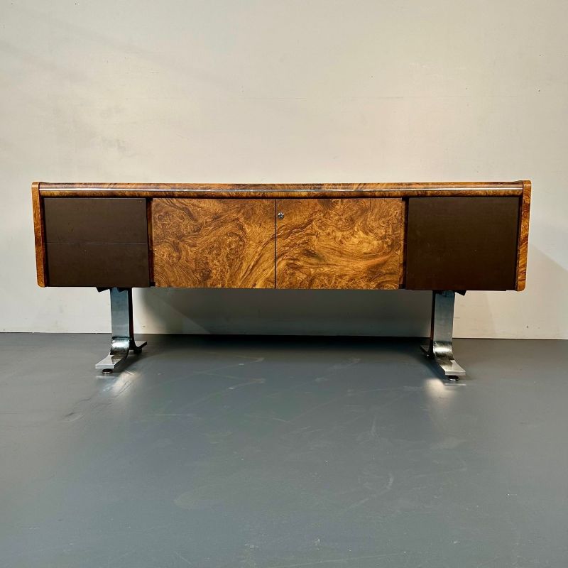 Mid-Century Modern Herman Miller Style Sideboard / Credenza / Cabinet, Burlwood