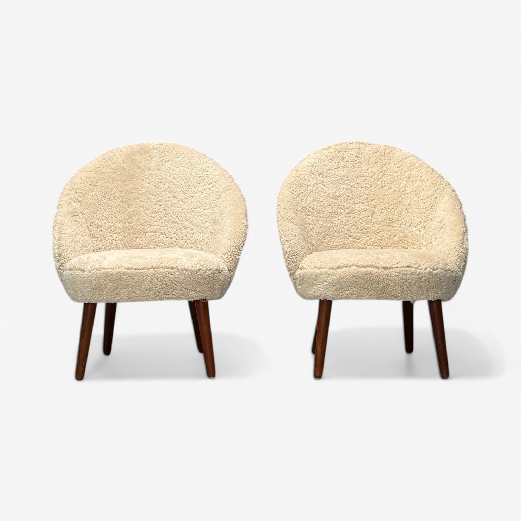 Ejvid Johansson, Danish Mid-Century Modern, Lounge Chairs, Shearling, 1950s