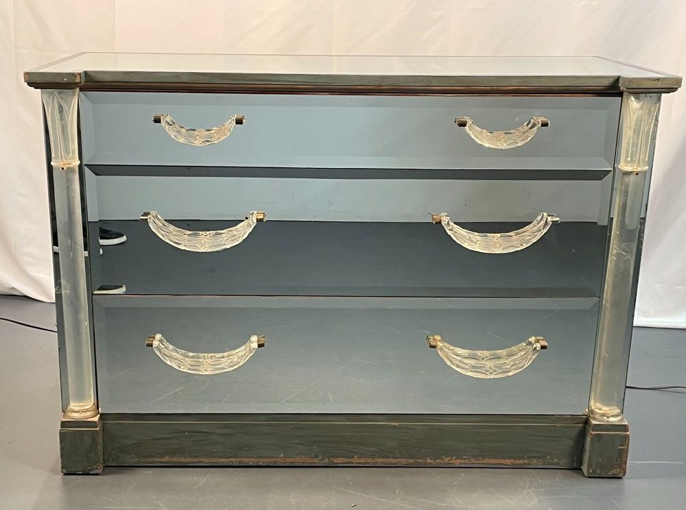 Mid-Century Modern Mirrored Grosfeld House Cabinet / Commode, Glassics, 1930s